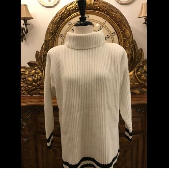 TARAZZIA Heavy Cotton Sweater. Size Small. Turtleneck Pullover. Ribbed. AL - Picture 1 of 8